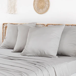 BAMBAW Taies d'Oreiller en Bambou - Gris pas cher