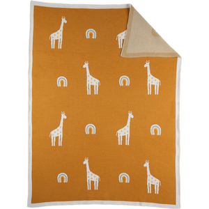 Comparateur de prix : NOUKIE'S - Couverture Tricot en Jacquard Bio -Tiga - Girafes - Jaune - 75 x 100 cm