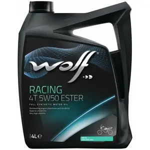 WOLF - Huile moteur moto 4T 5W50 RACING ESTER - Bidon de 4 litres - 1048502Vendu parpiecesetpneus