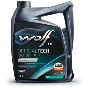 WOLF - Huile moteur 0W20 - OFFICIALTECH 0W20 C5 P - Bidon de 5 litres - 1052065 pas cher