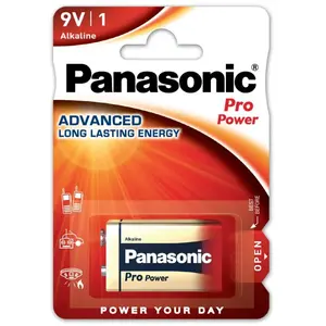 PANASONIC Lot de 6 Blisters de 1 Pile Alcaline Pro Power Gold 6LR61 9V pas cher