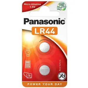 Panasonic Batterie Alkaline LR44 V13GA, 1.5V Blister (2-Pack) LR-44EL/2B pas cher