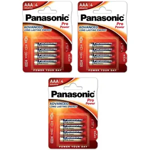 Panasonic Pack de 12 Piles Alcaline LR03 Micro AAA Panasonic Pro Power pas cher
