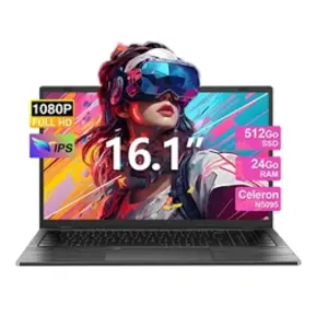 VANWIN PC Portable 16,1" - Intel Celeron N5095 (4C/4T, 3.0 GHz) - 24Go... pas cher