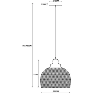 LUCIDE MESH - Suspension - Ø 28 cm - 1xE27 - Noir pas cher