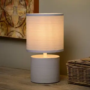Comparateur de prix : LUCIDE GREASBY - Lampe de table - Ø 14 cm - 1xE14 - Gris