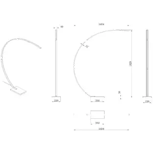 Lucide Lampadaire arqué LED Curve, or mat, 2700 K, hauteur 192, intensité variableVendu parluminaire