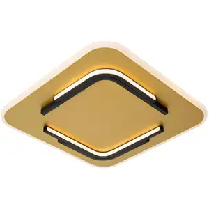 Comparateur de prix : Lucide Plafonnier LED Andreas, angulaire, 40 cm x 40 cm, doré mat