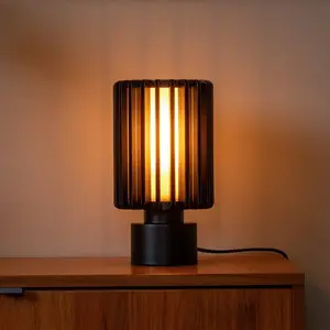 Lucide lampe à poser Lambres, noire, hauteur 27 cm, métal pas cher