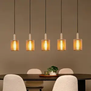 Lucide LAMBRES - Suspension - 5xE27 - Taupe pas cher