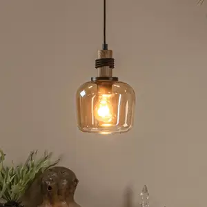 Comparateur de prix : Lucide Suspension Ilona, verre, Ø 18 cm, noir/ambre, 1 lampe
