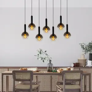 Comparateur de prix : Lucide Suspension Marius, noire, à 7 lampes