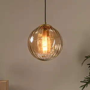 Comparateur de prix : Lucide Suspension Monsaraz, Ø 25 cm, ambre. Verre, à 1 lampe