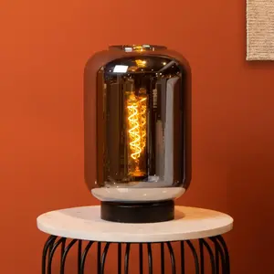 Comparateur de prix : LUCIDE JOANET - Lampe de table - Ø 22 cm - 1xE27 - Fumé