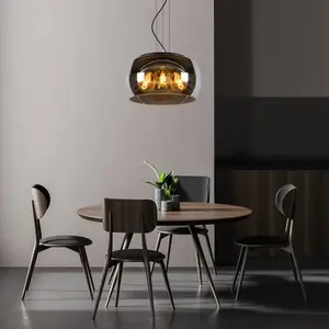 Comparateur de prix : Lucide Suspension Olivia abat-jour verre fumé Ø 40 cm