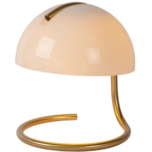 Comparateur de prix : Lucide Lampe à poser rétro Cato abat-jour opale, blanche