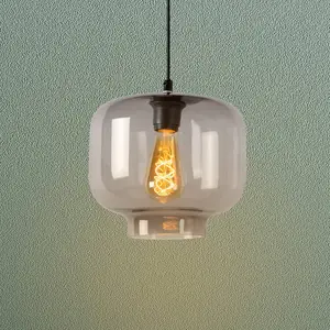 Lucide Suspension Medine, gris fumé, Ø 25 cm, verre, à 1 lampeVendu paramazon