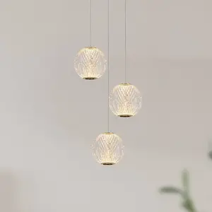 Comparateur de prix : Lucide Suspension LED Cintra, Ø 25 cm, transparent/doré, acrylique