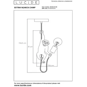 Comparateur de prix : LUCIDE EXTRAVAGANZA CHIMP - Suspension - Ø 17,6 cm - 1xE27 - Noir
