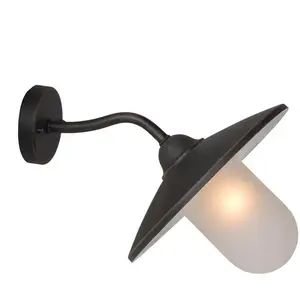 Comparateur de prix : LUCIDE Applique d'extérieur col de cygne métal et verre sablé H24cm