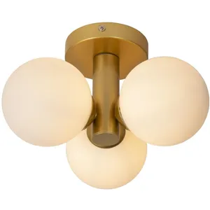 Comparateur de prix : Lucide Plafonnier salle de bain Trudy x3 doré mat/opale