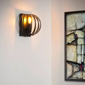 Comparateur de prix : Lucide Applique Manuela avec abat-jour cage, noire