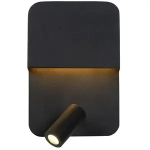 Comparateur de prix : Lucide BOXER-Applique Acier avec spot et port USB H24cm