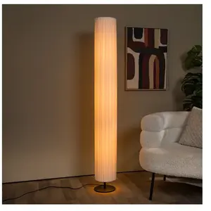 Lampadaire cylindre Fold tissu blanc IP20 3 x E37 Ø20 x H.160cm Lucide pas cher