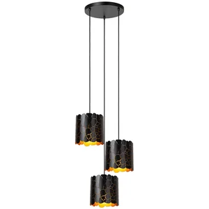 Comparateur de prix : Lucide Suspension Almelo, 3 lampes, ronde, noir/or, métal