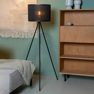 Comparateur de prix : Lucide Lampe sur pied Tagalog en bambou, noire, trépied