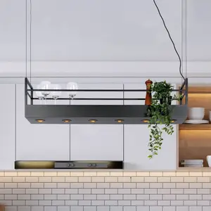 Comparateur de prix : Lucide Suspension Miravelle avec rangement 6 lampes noir