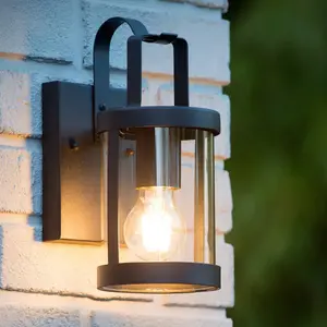 Comparateur de prix : LUCIDE Applique murale extérieur lindelo en métal noir et verre transparent