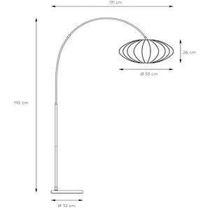 Lucide Lampadaire arqué Corina, noir, E27, 192 cm, plastique