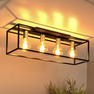 Comparateur de prix : Lucide Plafonnier Ruben, noir, 90 cm, 4 lampes, métal, E27