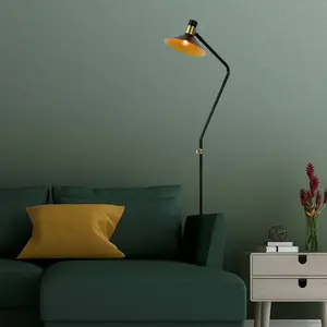 Lucide 05728/01/30 Lampadaire, Acier, 40 W, Noir, Or Mat/Laiton pas cher