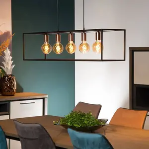 Lucide ARTHUR-Suspension 5 lumières en métal carré L100cm Noir