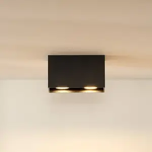 Lucide Spot pour plafond Bodi, angulaire, noir, GU10, à 2 lampes, aluminium