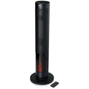 Domo Chauffage céramique effet feu de bois - 2000 W - DO7345H - 83,5 cm - Noir pas cher