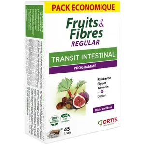 Ortis fruits & fibres regular transit intestinal 45 cubes à mâcherVendu pardocmorris