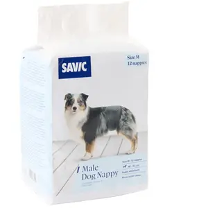 SAVIC-Savic Couches Pour Chien Mâle Jetables Coloris Noir - Taille M 40 - 53 cm x 12 couches pas cher