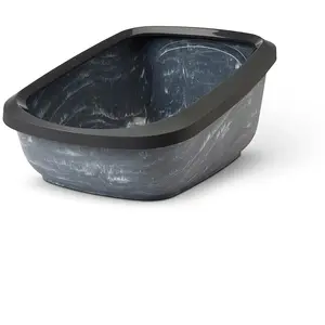 Comparateur de prix : Bac à litière Savic Aseo Jumbo Marble pour chat - gris marbré / noir