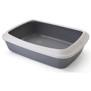 Comparateur de prix : Bac à litière avec rebord Savic Iriz 42 cm gris clair / blanc - pour chat