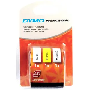 Cinta DYMO LetraTag 3 pièces, 4 m, Polyester, 57 mm, Origine Belgique pas cher