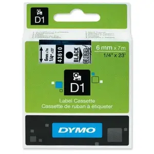 Dymo 43610 (S0720770) - (6 mm) - Noir sur transparent - Ruban pas cher