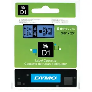 Dymo 40916 (S0720710) - (9 mm) - Noir sur bleu - Ruban pas cher
