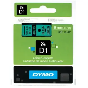 Comparateur de prix : Ruban d'étiqueteuse Dymo D1 - Noir sur Vert - 9 mm x 7 m