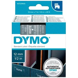 Dymo 45020 (S0720600) - (12 mm) - Blanc sur transparent - Ruban pas cher