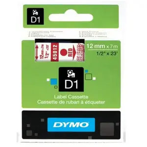 Cassette de ruban à étiquetter 45012 rouge /transparent 12mmx7m Dymo pas cher