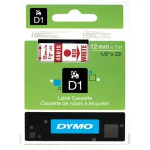 Comparateur de prix : Dymo - D1 Ruban Étiquettes Standard 12mm x 7m - Rouge/Blanc