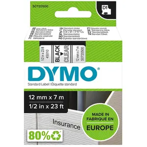 Comparateur de prix : DYMO Cassette de ruban à étiqueter LabelManager D1 12 mm Noir/Transparent